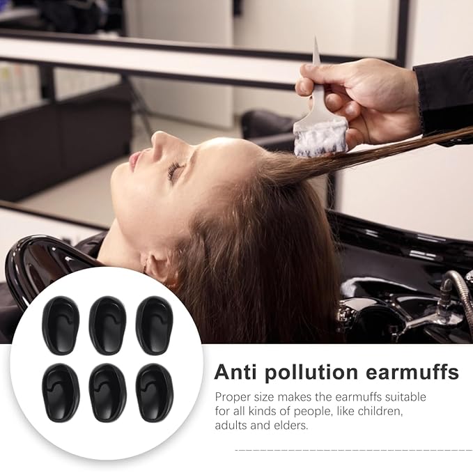 6pcs Earmuffs Heat Protector for Hair Black Ear Cuff Black Hair Dye Ear Protectors for Hair Dryer Ear Protector for Salon Hair Salon Earmuffs Hair Dyeing Supplies Plastic Hairbrush