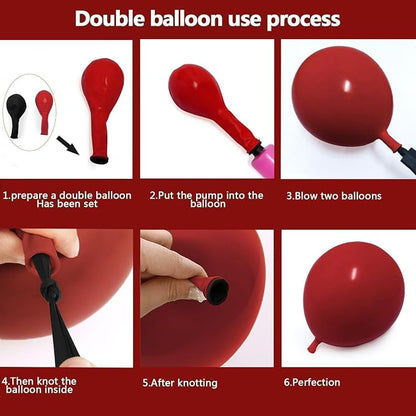 Black Red Balloons Thick Double Stuffed Black Burgundy Balloon Garland Arch Kit - Image 3