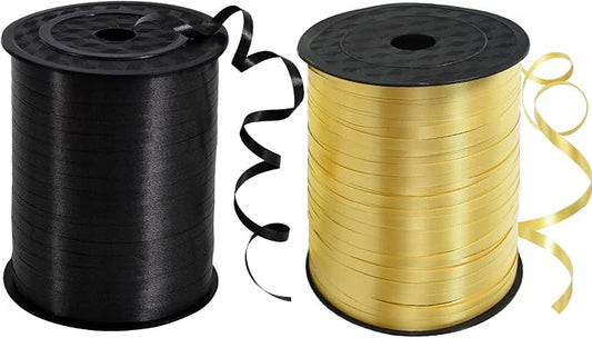 TONIFUL 500 Yards Black and Gold Curling Ribbon Balloon String | Balloon by TONIFUL