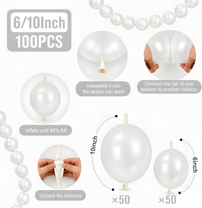 Pearl White Linking Balloons - Image 2