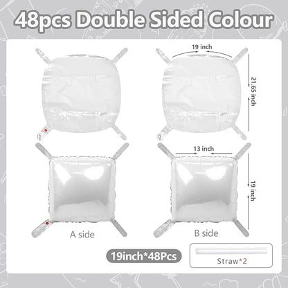 NISOCY 48PCS White Square Foil Balloons Wall Backdrop | Double Sided Pearl - Image 2