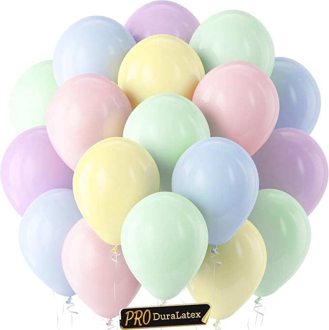 Pro Duralatex Pastel Extra-Thick Balloons 120 Pack 10 inch | Multicolor Macaron by Bezente