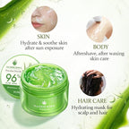 Aloderma Organic Aloe Vera Gel for Face & Body, 96% Pure Aloe Gel Made within 12 Hours of Harvest, Ideal for Skin, Scalp, & Hair Hydration, Calming Moisturizer for Soothing After Sun Care, 7.05oz
