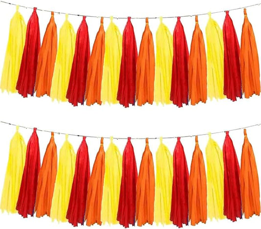 We Moment Red Orange Yellow Tissue Paper Tassels Party Tassel Garland Banner by We+Moment