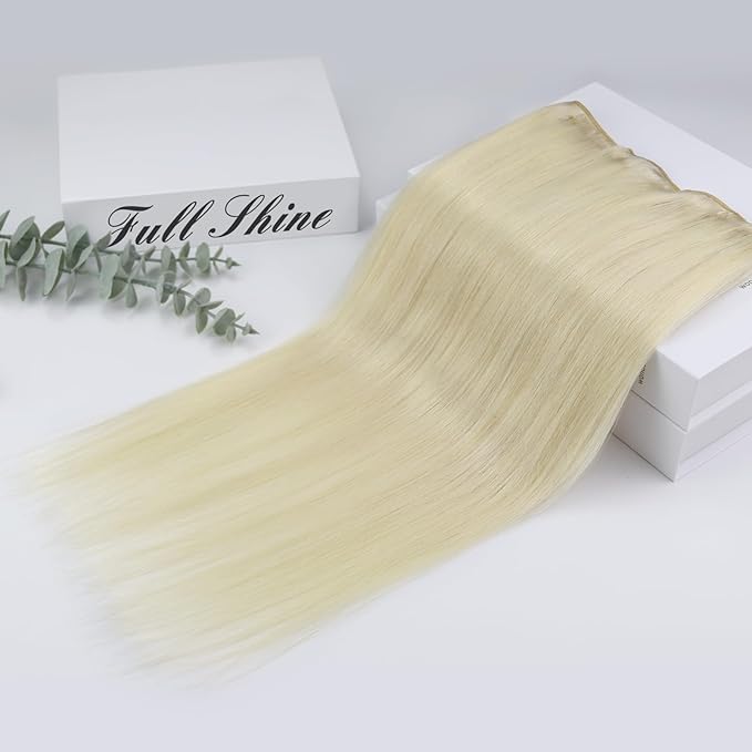 Full Shine Blonde Seamless Human Hair Clip in Extensions Short Human Hair Clip in Extensions Platinum Blonde Hair Functionality 10 Inch 60 Grams 3 PCS