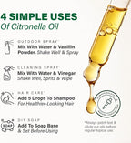 KUKKA Citronella Essential Oils - 4 Fl Oz - for Hair, Skin, Diffuser, Aromatherapy & DIY Soap Making Scent