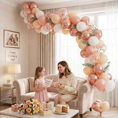 Rose Gold Balloons, 12Inch Metallic Pearl Rose Gold and White Balloons - Image 4
