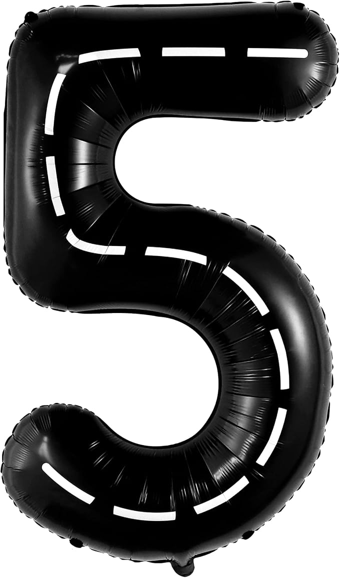 KatchOn, Number 5 Race Car Black Balloon - Image 8