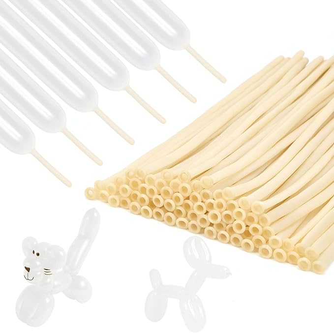 RUBFAC 260 Balloons Clear Long Skinny Latex Balloons, Balloons by RUBFAC