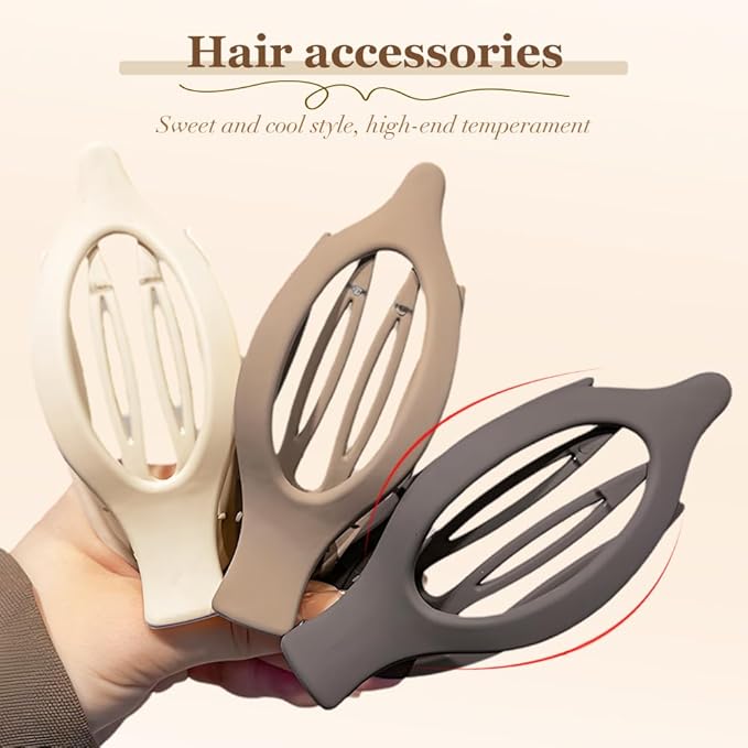 Flat Hair Clips for Women, French Hair Claw Clips for Thick, Thin, Long & Short Hair, Duck Billed Clips, No-Slip Grip Hair Styling Accessories for Women Girls Daily Use (Coffee 3PCS)