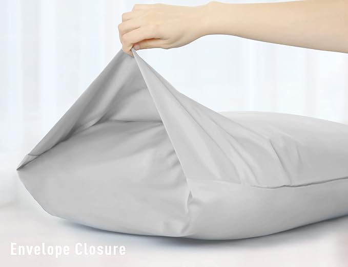 Sunflower Body Pillowcase 100% Cotton Long Pillow Cover/Case Envelope Closure 1 Pack, 21×54 inches Ash, Soft and Breathable