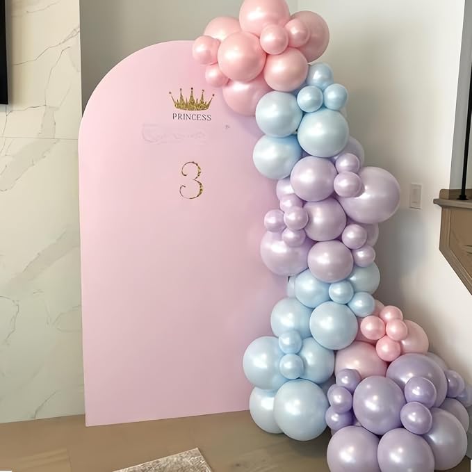 Pastel Mermaid Balloons Set, Pearl Rose Gold Metallic Pink Purple Blue Latex - Image 3