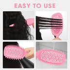Curl Defining Brush, Vented Curly Hair Brush for Effortlessly Detangling Shaping and Styling, Candy Brush for Wet or Dry Hair Types for Women and Girl, Defining with Side Gear, Reduces Frizz (Pink)
