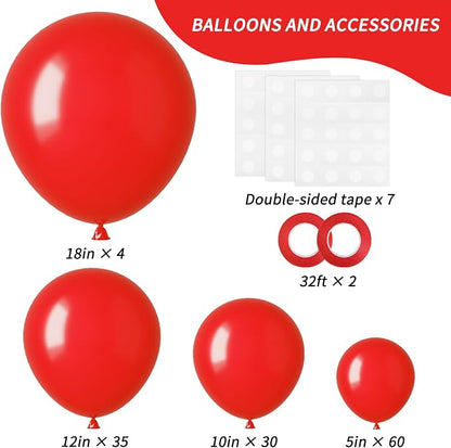 RUBFAC Red Balloons 129pcs Different Sizes 18 12 10 5 Inch - Image 2