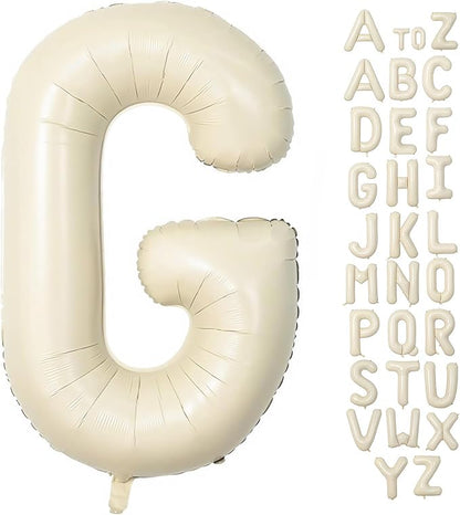 Cream Letter G Balloons, 40 Inch Balloons Letter G Mylar Helium Large G Balloon by BBPOOL