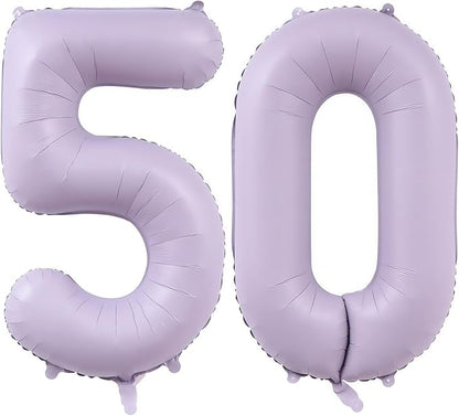 Pastel Purple 50 Number Balloons, 40 Inch Light Purple 50 Balloons Large Helium by BBPOOL