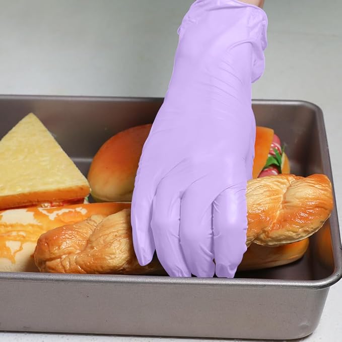 Disposable Gloves Small, Nitrile and Vinyl Blend Material Gloves, Latex Free 4 Mil 200 Pc Food Grade Glove for Cleaning, Food Prep, Hair Dye, Tattoo, Purple