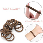 60 Pcs 2 Inch Brown No Damage Hair Ties for Women Thick Hair, Large Soft Seamless Nylon Fabric Elastic Hair Ties Ponytail Hair Holders Hair Elastics Hair Band for Women