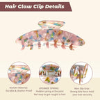 French Hair Claw Clips for Women Grils,4 Inch Strong Hold No Slip Grip Accessories Acetate Material,Not Easily Damaged,Thick or Thin Hair (Pink & Blue)