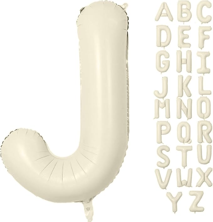 Letter Balloon 40Inch Cream White Big Alphabet Balloons Letter J | Giant Foil by YUNSHANGMO