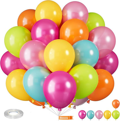 Tropical Balloons, 12 Inch Hawaii Balloons, Colorful Balloon, Pearl Hot Pink by Saxuxu