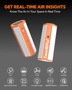Portable Air Monitor, Lumopal Air Sensor with CO/TVOC/HCHO/EX/Humidity/Temp/Pressure Detector Indoor/Outdoor, VOC Meter CO Detector Gas Alert with 8000mah Long Lasting for Home Camping (Orange)