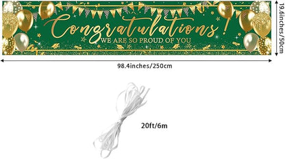 Graduation Decoration Banner Green and Gold Graduation 2026 Banner Sign Gold - Image 2