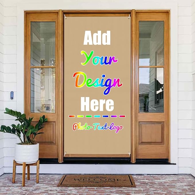 Personalized Door Cover, Tan | Decorations Banners and Signs, Photo Text Logo by ZOLRITH