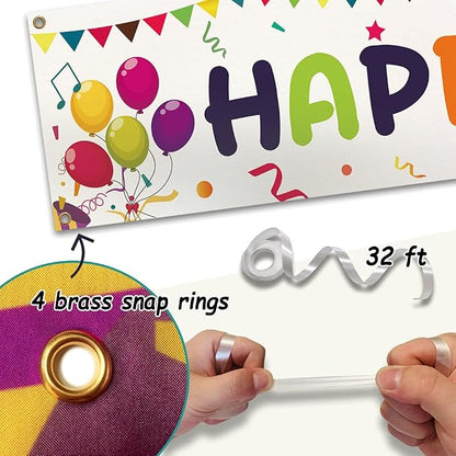 Large Colorful Happy Birthday Yard Banner Sign 118x19.7 inch - Image 4