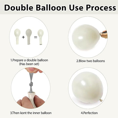 Black Gold White Balloon Arch Kit, Sand White, Different Size | Double Stuffed - Image 3