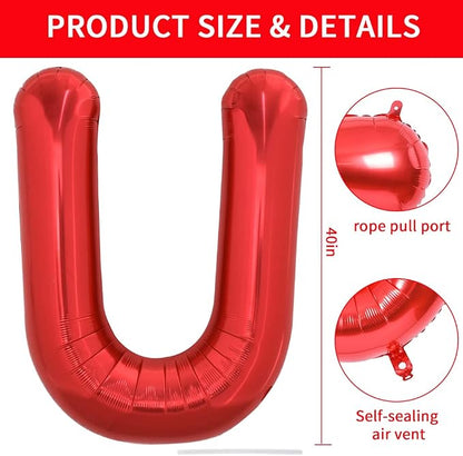 TONIFUL 40 Inch Large Bright Red Letter Balloons A-Z, Giant Jumbo Helium Foil - Image 2