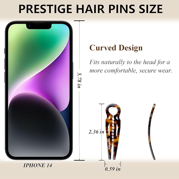 9 Pack Prestige Hair Pins for Women, 2.36" Small French Hair Pins for Thin & Thick Hair, Curved Anti-Slip Design for Better Hold, Perfect Holiday Gift for Her