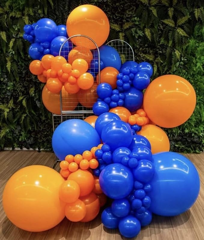 Orange and Blue Balloons, 12 Inch Orange White Blue Balloon Pastel Orange Royal - Image 7