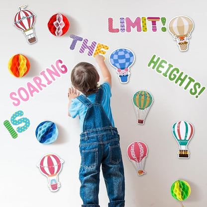 55 PCS 3D Honeycomb Hot Air Balloon Bulletin Board Decor, Classroom Wall Cutouts - Image 6