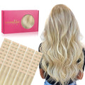 WENNALIFE Tape in Hair Extensions Human Hair, 40pcs 100g 14 inch Ombre Ash Blonde to Golden Blonde Balayage Platinum Blonde Hair Extensions Real Human Hair Invisible Straight Tape in Extensions