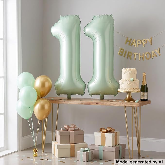 40 Inch Olive Green Number 11 Balloon - Image 5
