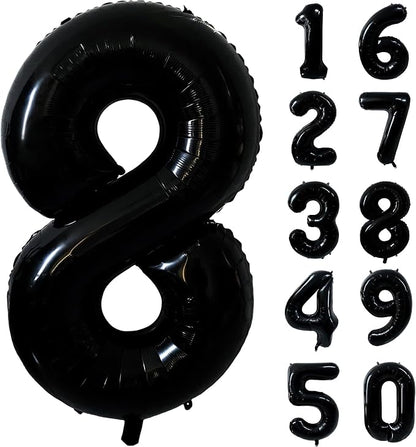 40 inch Black 8 Number Balloon Giant Foil Helium Balloons Black Large Digital by Yeodong