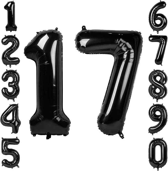 Black Number 17 Balloon 40 Inch, Foil Numeral by Unknown