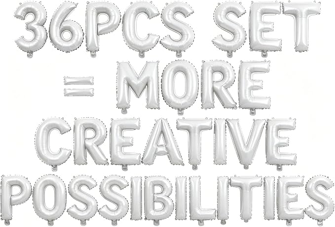 36 Pcs White Letter Balloons, Custom A-Z Set by GOGAKIE