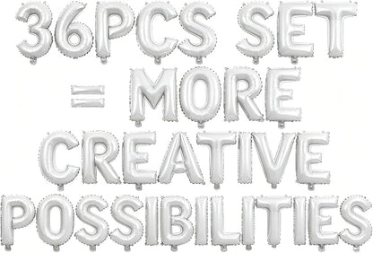 36 Pcs White Letter Balloons, Custom A-Z Set by GOGAKIE