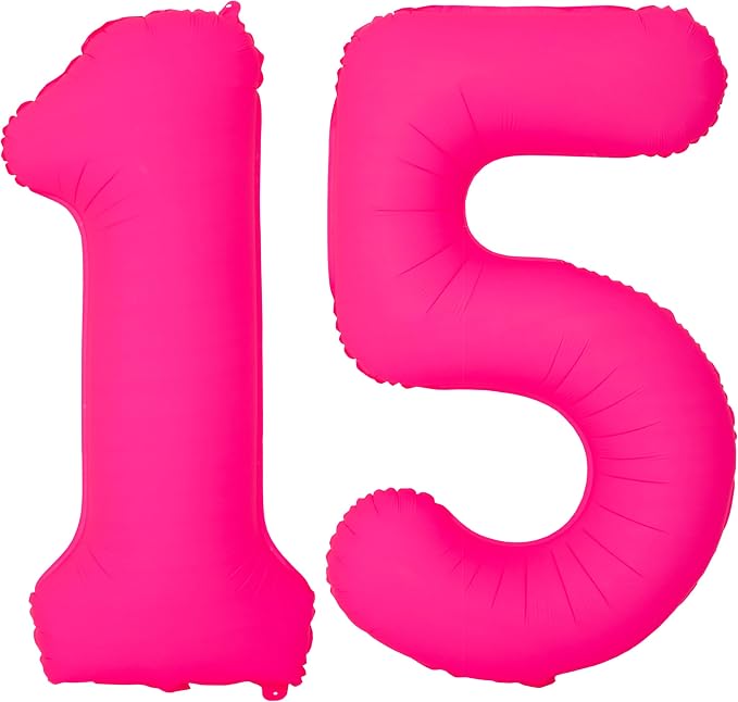 Pink Birthday Number 15 Balloons 40IN Fluorescent Pink 51 Foil Balloon | by YOIOZAIZAI