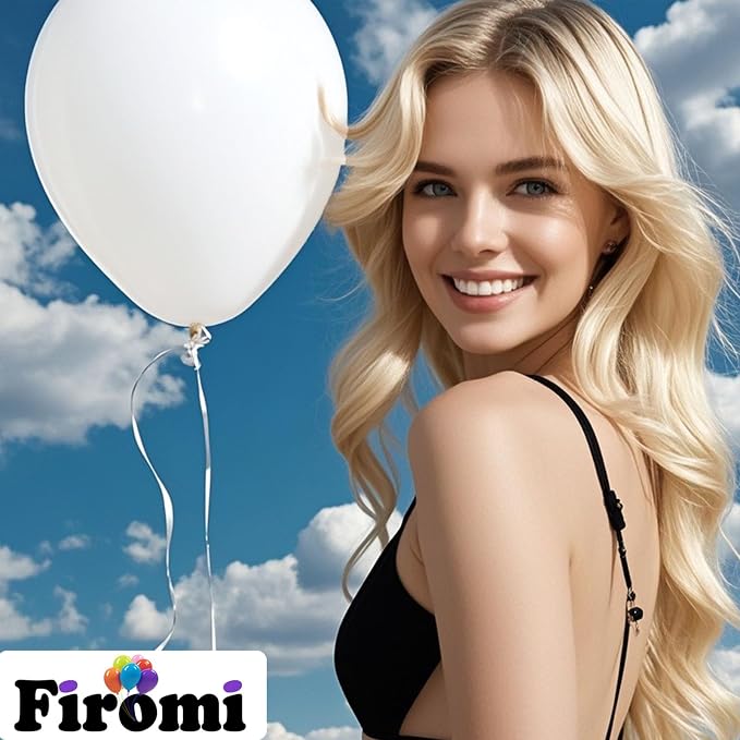 Firomi Matte White Balloons 12-inch 100 Pack Big Thicken | Helium, Round after - Image 5