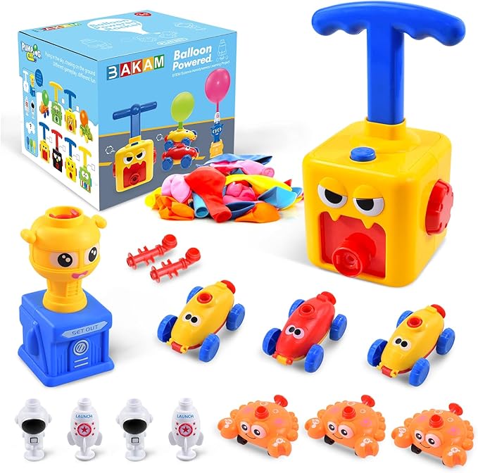 BAKAM Toddler Toys 3-4 for Boys Girls, Balloon Launcher & Powered Car Set by BAKAMToys