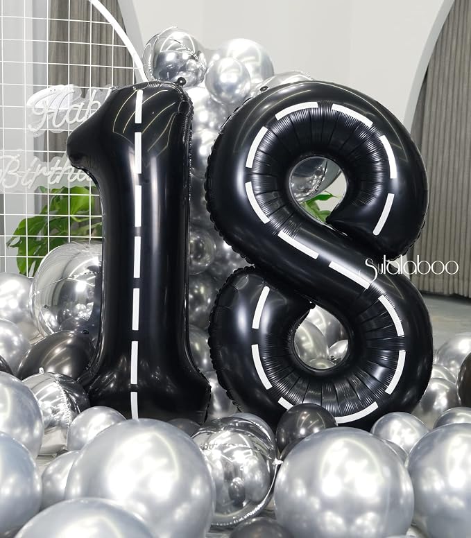 Race Car 40 Inch Black 18 Big Large Helium Balloon Number 0-9 | Track Giant - Image 5