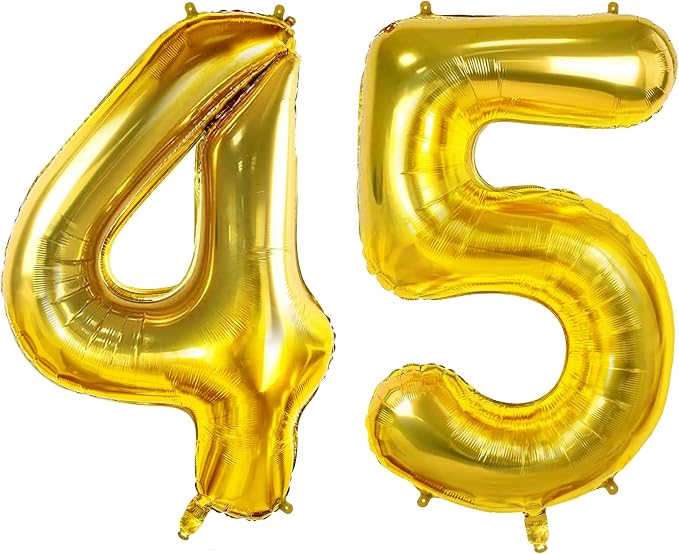 Number 45 Balloons for 45th Birthday Party Decorations, 0-100 Large No.45 by Joycard