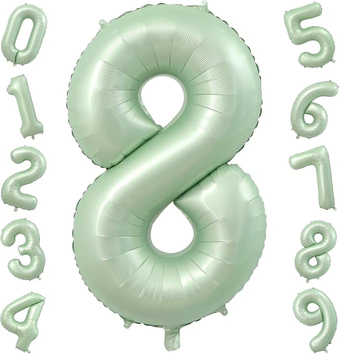 40 Inch Olive Green Number 8 Balloon by TNCDJKPA