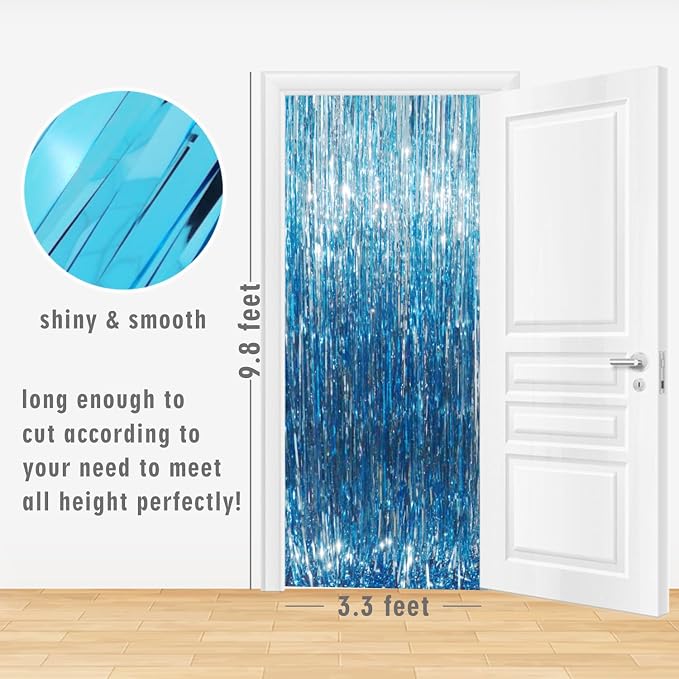 GOER 3.2 ft x 9.8 ft Metallic Tinsel Foil Fringe Curtains Party Photo Backdrop - Image 3