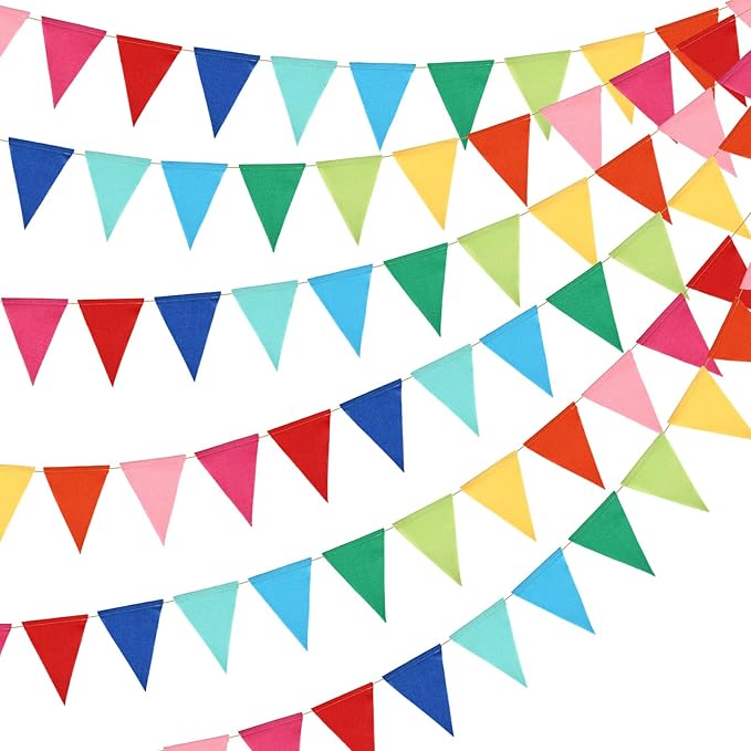 HESTYA 42 Pieces Colorful Pennant Banner Flag Multicolor Bunting Triangle by Hestya