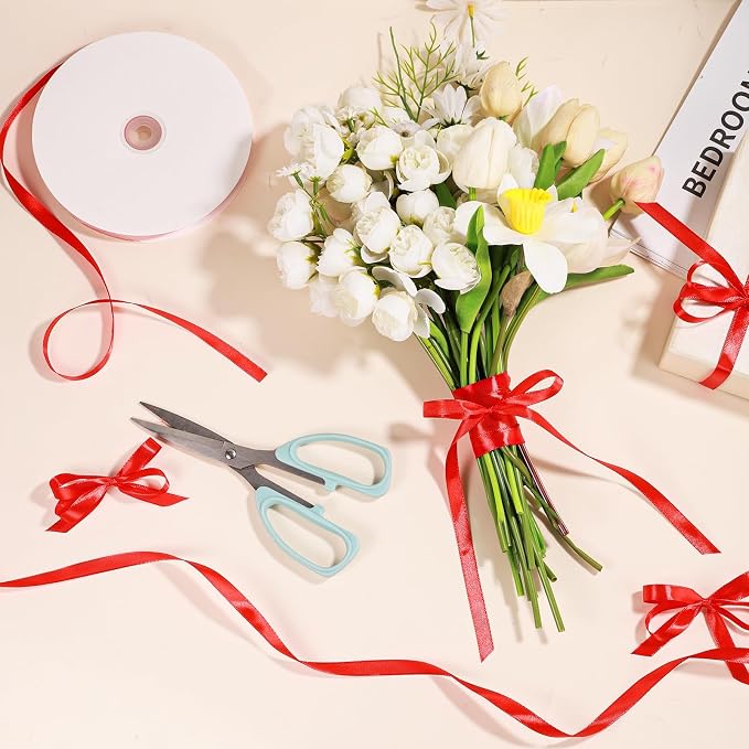 woric Red Satin Ribbon 120 Yards 3/8 Inch Thin Ribbon - Image 5