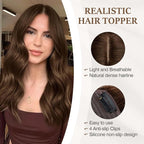 Rich Choices Hair Toppers for Women Real Human Hair 100% Human Remy Toppers NO Bangs for Women with Thinning on Top Clip in Hairpiece 4"x4.7"Lace Base 12 Inch #4 Medium Brown